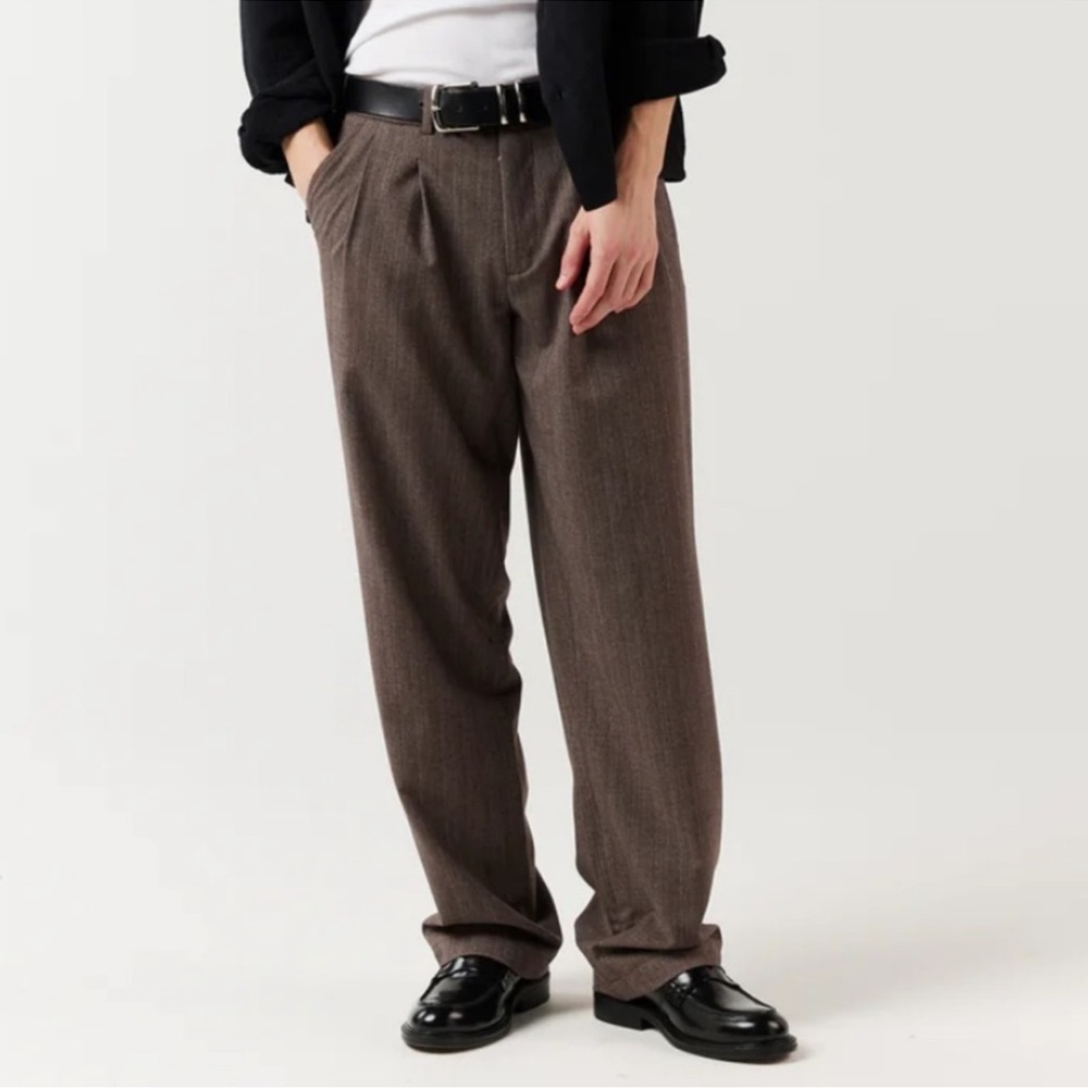 NEW Ronning London Pleated City Pant Ember Brown Men’s Dress Pants Trousers